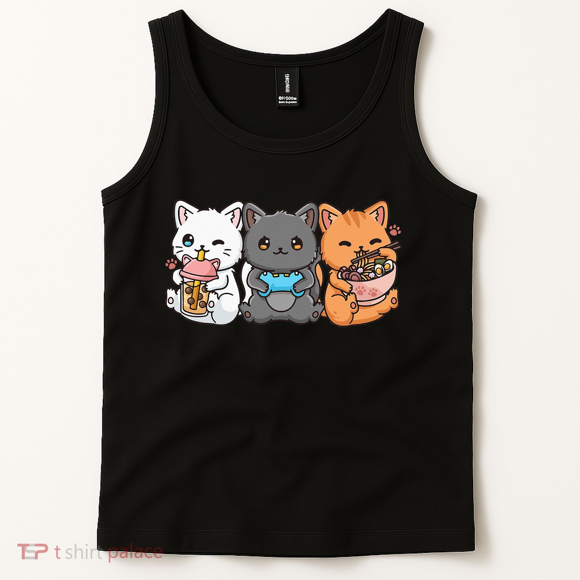 Anime Boba Tea Bubble Tea Gaming Gamer Ramen Cat Tank Top