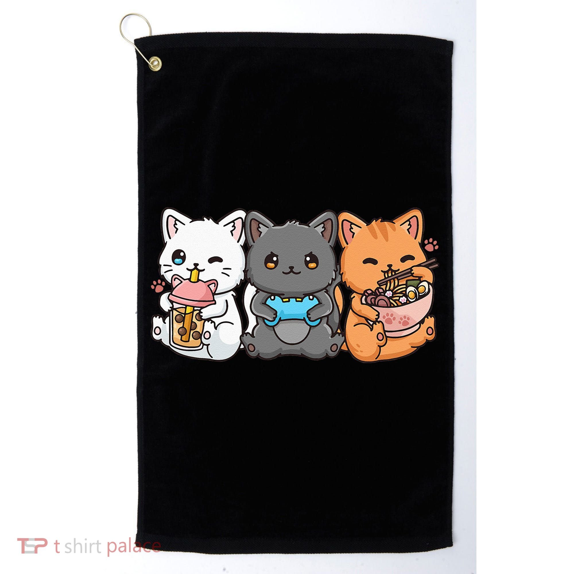 Anime Boba Tea Bubble Tea Gaming Gamer Ramen Cat Golf Towel