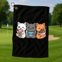 Anime Boba Tea Bubble Tea Gaming Gamer Ramen Cat Golf Towel thumb 1