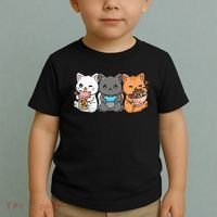 Anime Boba Tea Bubble Tea Gaming Gamer Ramen Cat Toddler T-Shirt thumb 2