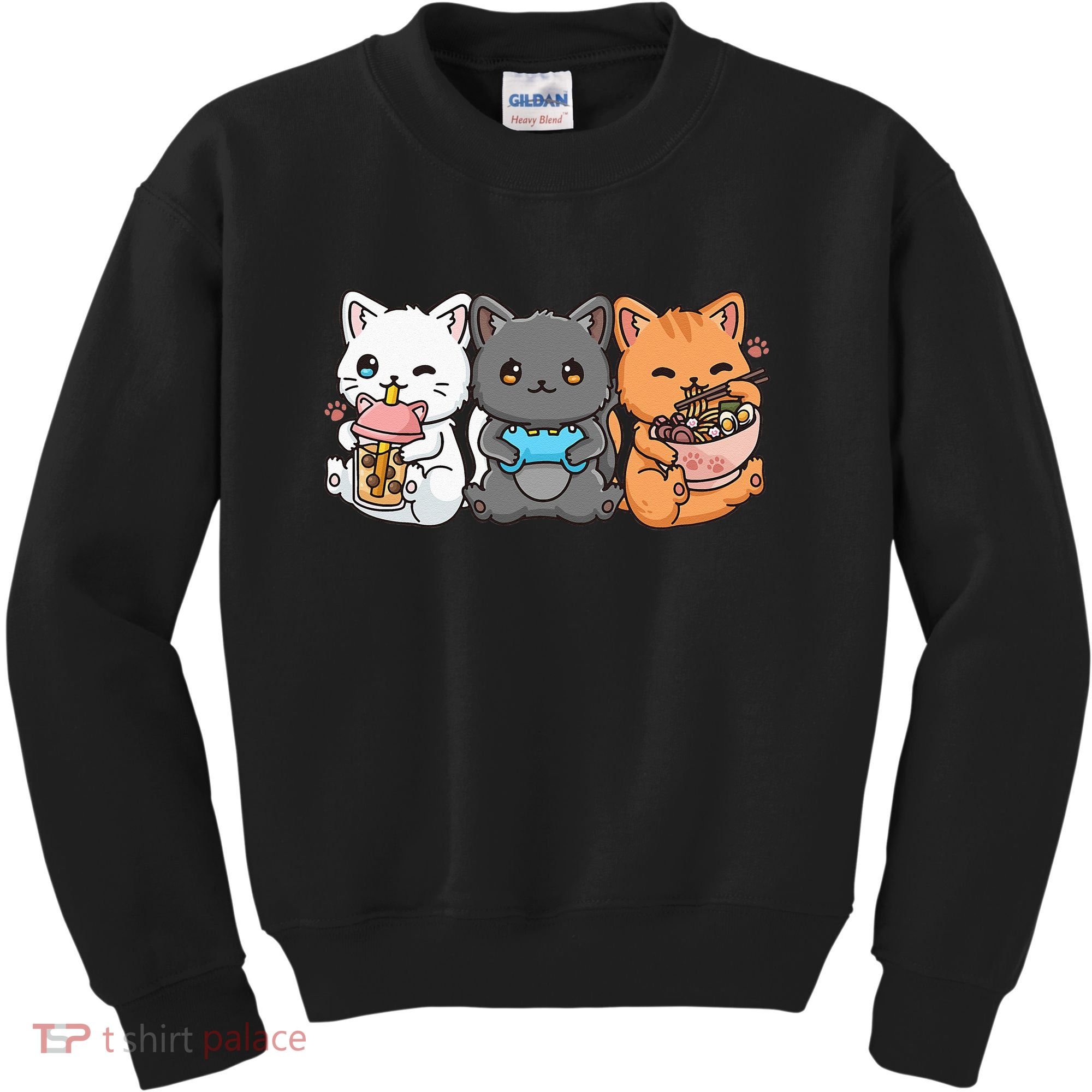 Anime Boba Tea Bubble Tea Gaming Gamer Ramen Cat Kids Sweatshirt