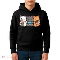 Anime Boba Tea Bubble Tea Gaming Gamer Ramen Cat Kids Hoodie thumb 4