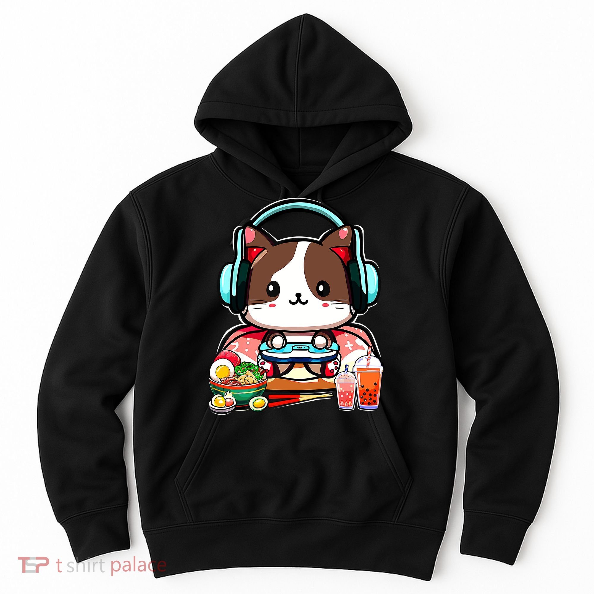 Anime Boba Tea Bubble Tea Gaming Gamer Ramen Cat Hoodie