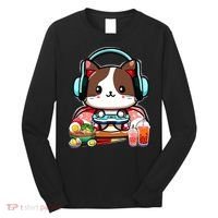 Anime Boba Tea Bubble Tea Gaming Gamer Ramen Cat Long Sleeve Shirt thumb 0