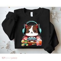 Anime Boba Tea Bubble Tea Gaming Gamer Ramen Cat Sweatshirt thumb 2