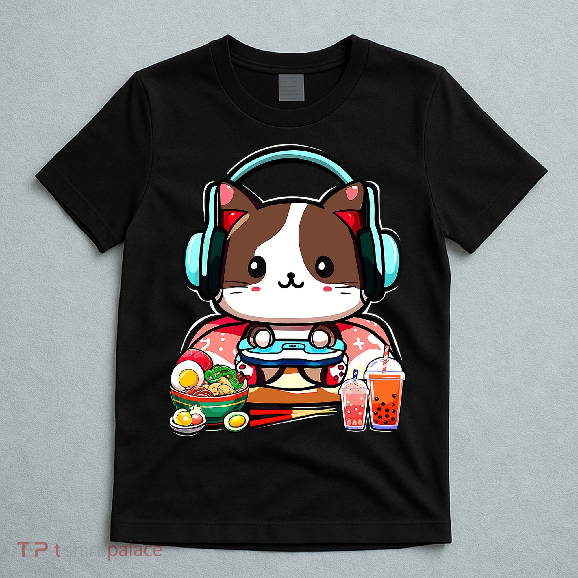 Anime Boba Tea Bubble Tea Gaming Gamer Ramen Cat T-Shirt