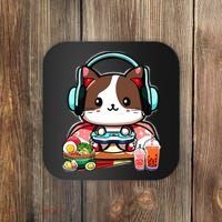 Anime Boba Tea Bubble Tea Gaming Gamer Ramen Cat Coaster thumb 0