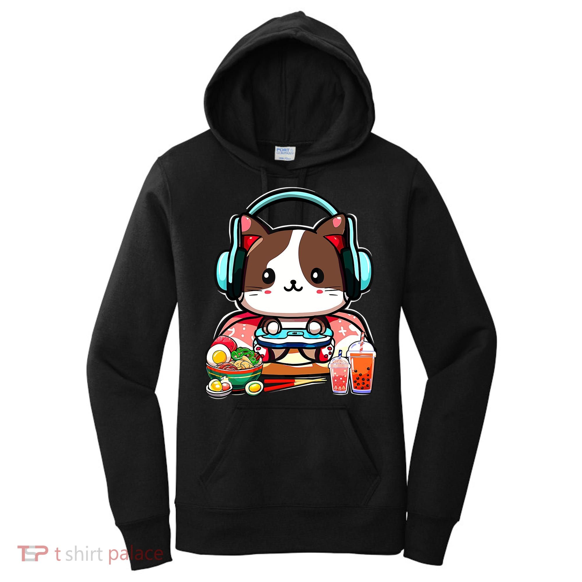 Anime Boba Tea Bubble Tea Gaming Gamer Ramen Cat Women's Hoodie