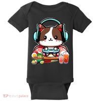 Anime Boba Tea Bubble Tea Gaming Gamer Ramen Cat Baby Bodysuit thumb 0
