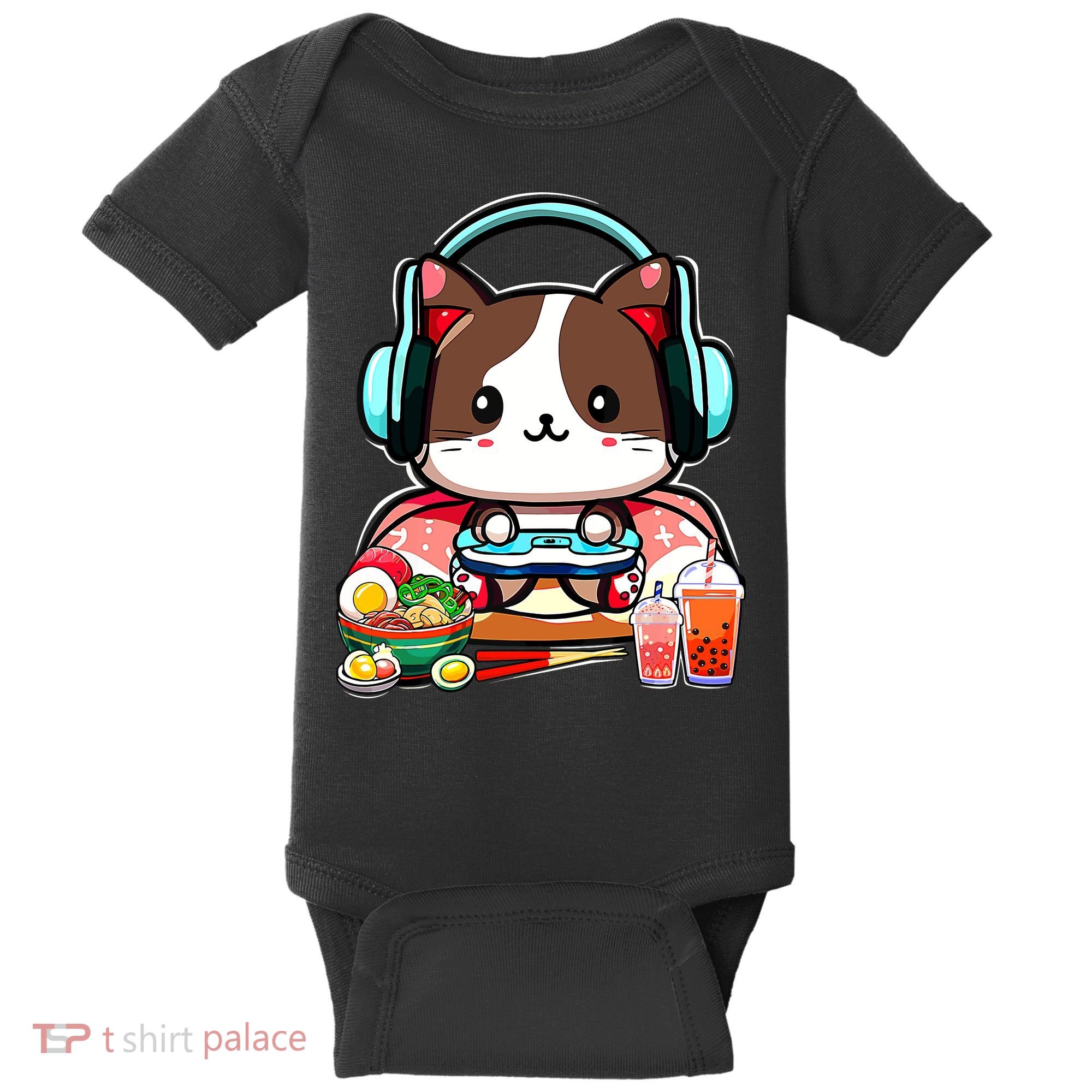 Anime Boba Tea Bubble Tea Gaming Gamer Ramen Cat Baby Bodysuit