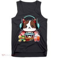 Anime Boba Tea Bubble Tea Gaming Gamer Ramen Cat Tank Top thumb 0