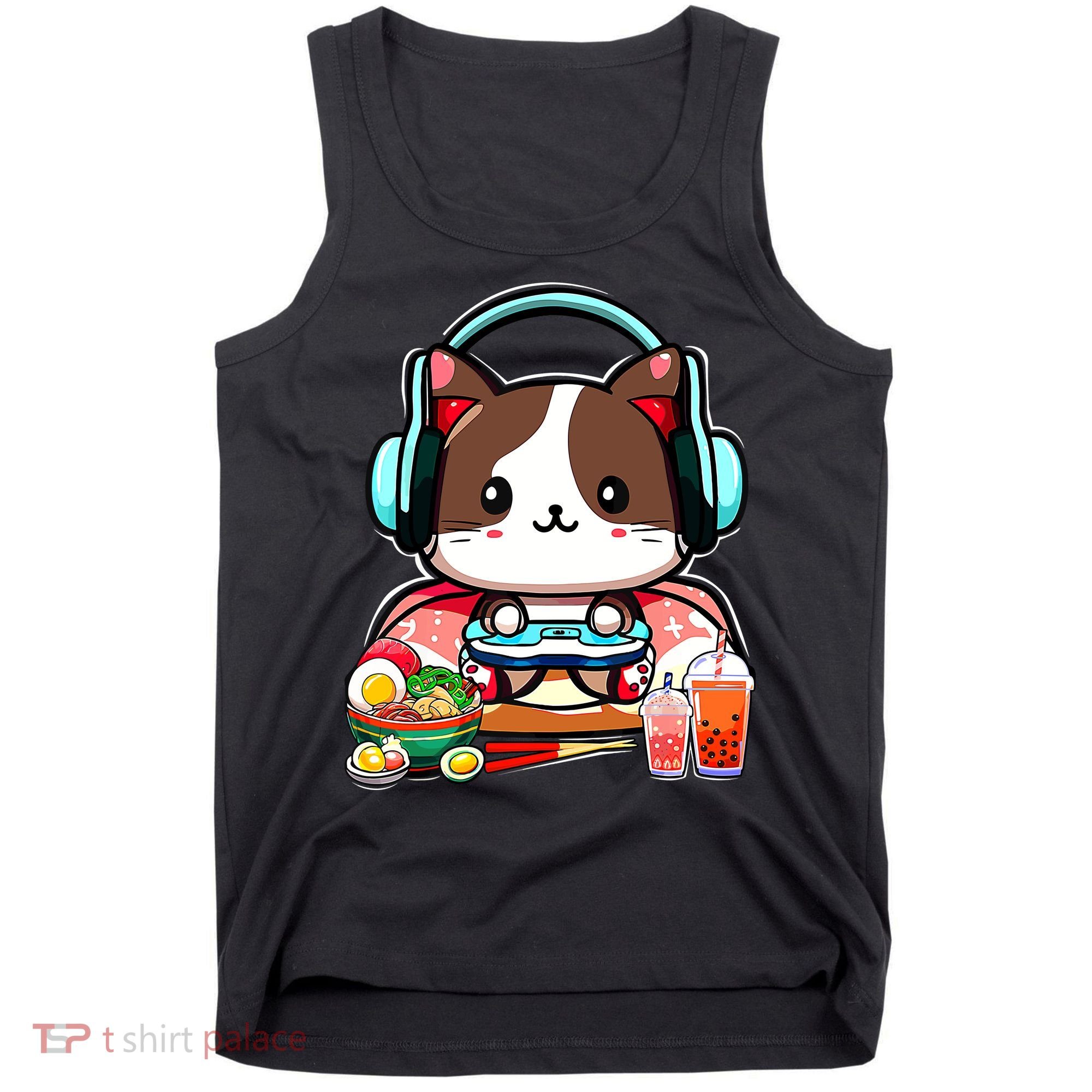 Anime Boba Tea Bubble Tea Gaming Gamer Ramen Cat Tank Top