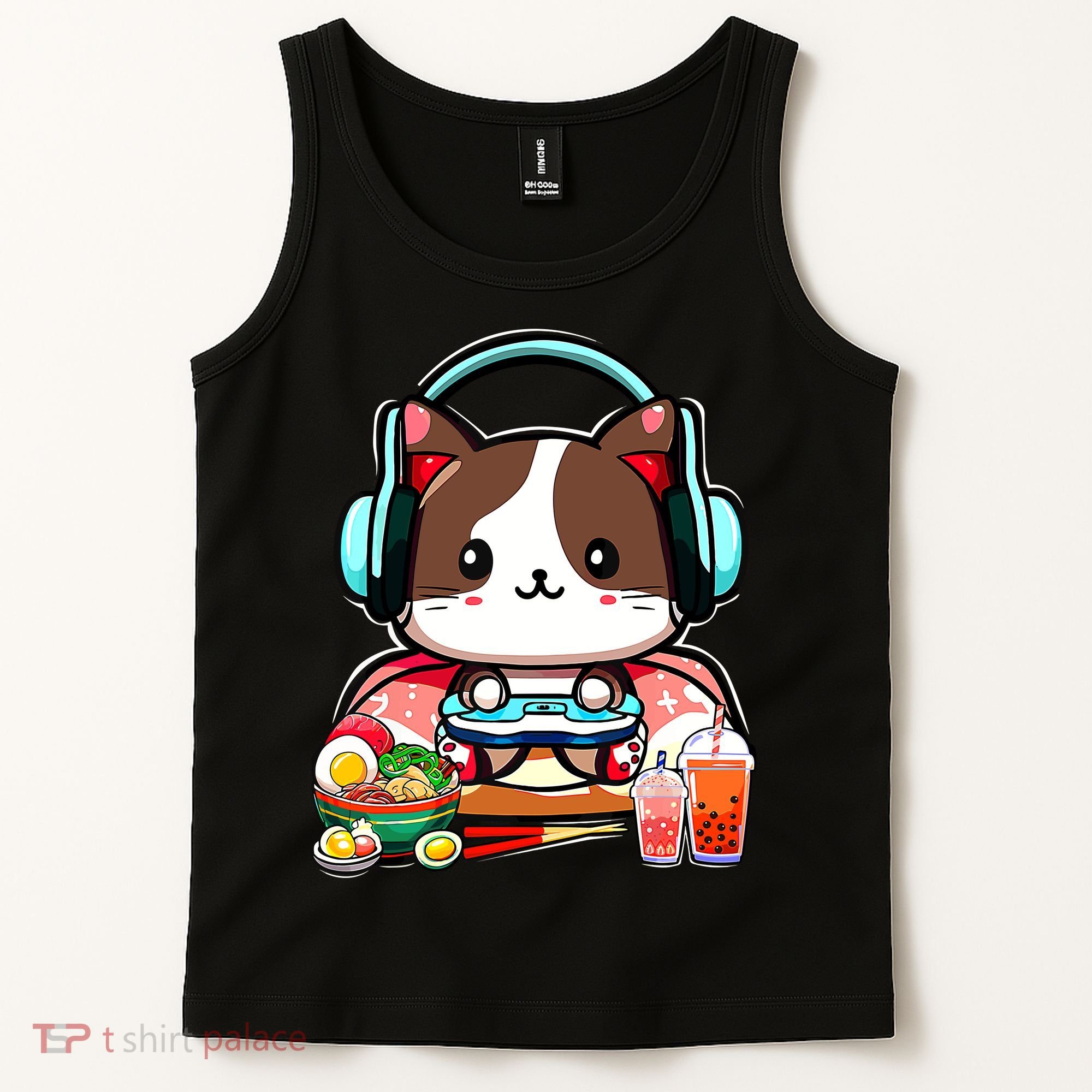 Anime Boba Tea Bubble Tea Gaming Gamer Ramen Cat Tank Top