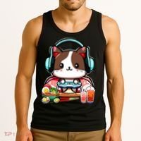 Anime Boba Tea Bubble Tea Gaming Gamer Ramen Cat Tank Top thumb 3