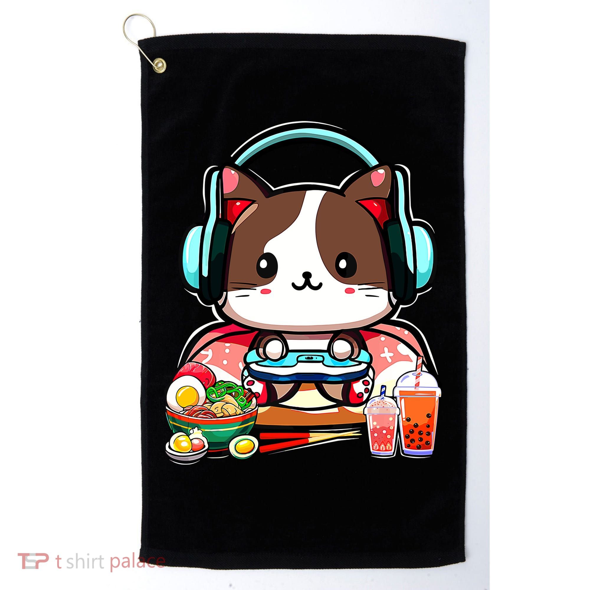 Anime Boba Tea Bubble Tea Gaming Gamer Ramen Cat Golf Towel