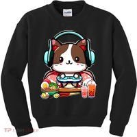 Anime Boba Tea Bubble Tea Gaming Gamer Ramen Cat Kids Sweatshirt thumb 0