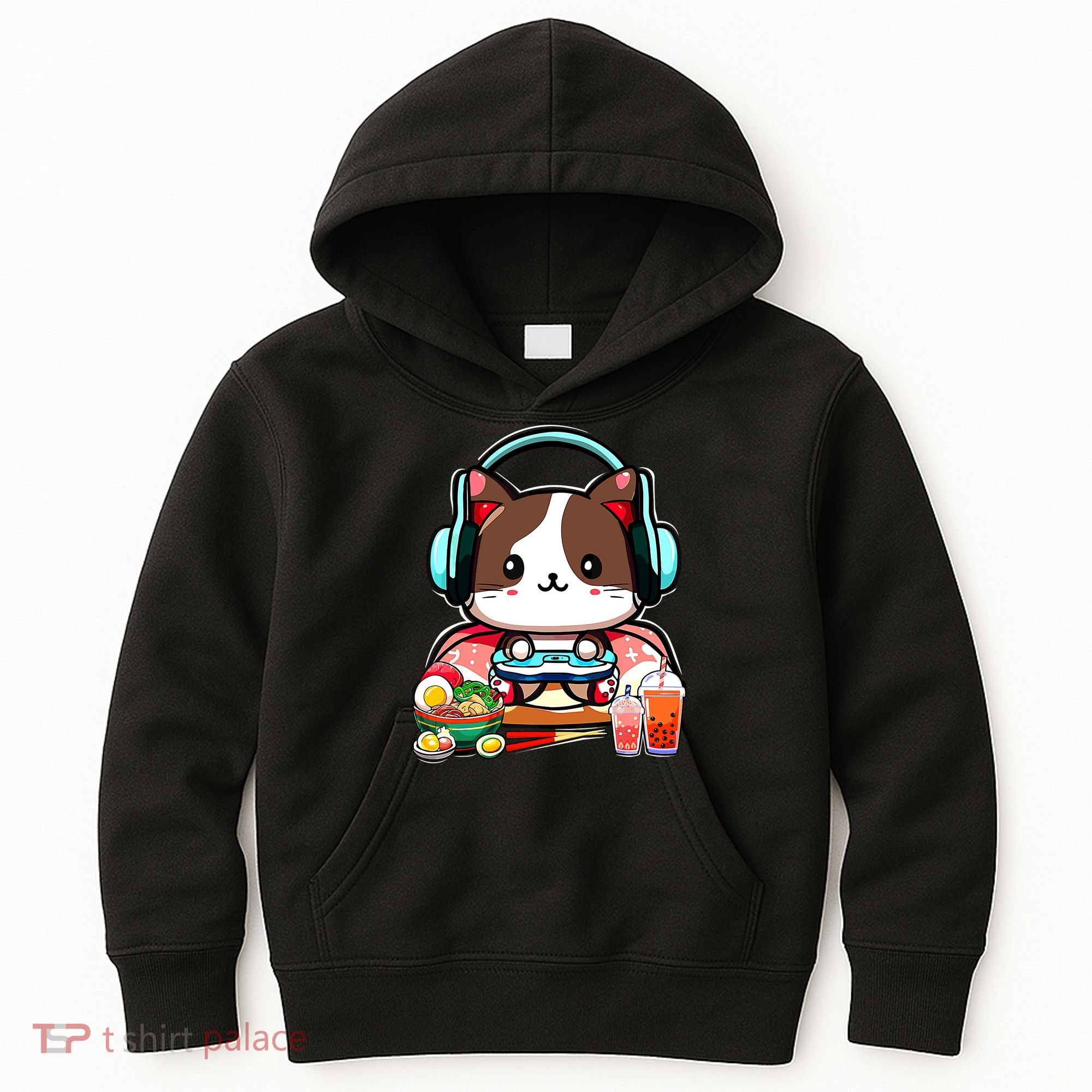 Anime Boba Tea Bubble Tea Gaming Gamer Ramen Cat Kids Hoodie