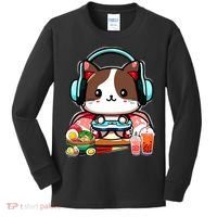 Anime Boba Tea Bubble Tea Gaming Gamer Ramen Cat Kids Long Sleeve Shirt thumb 0