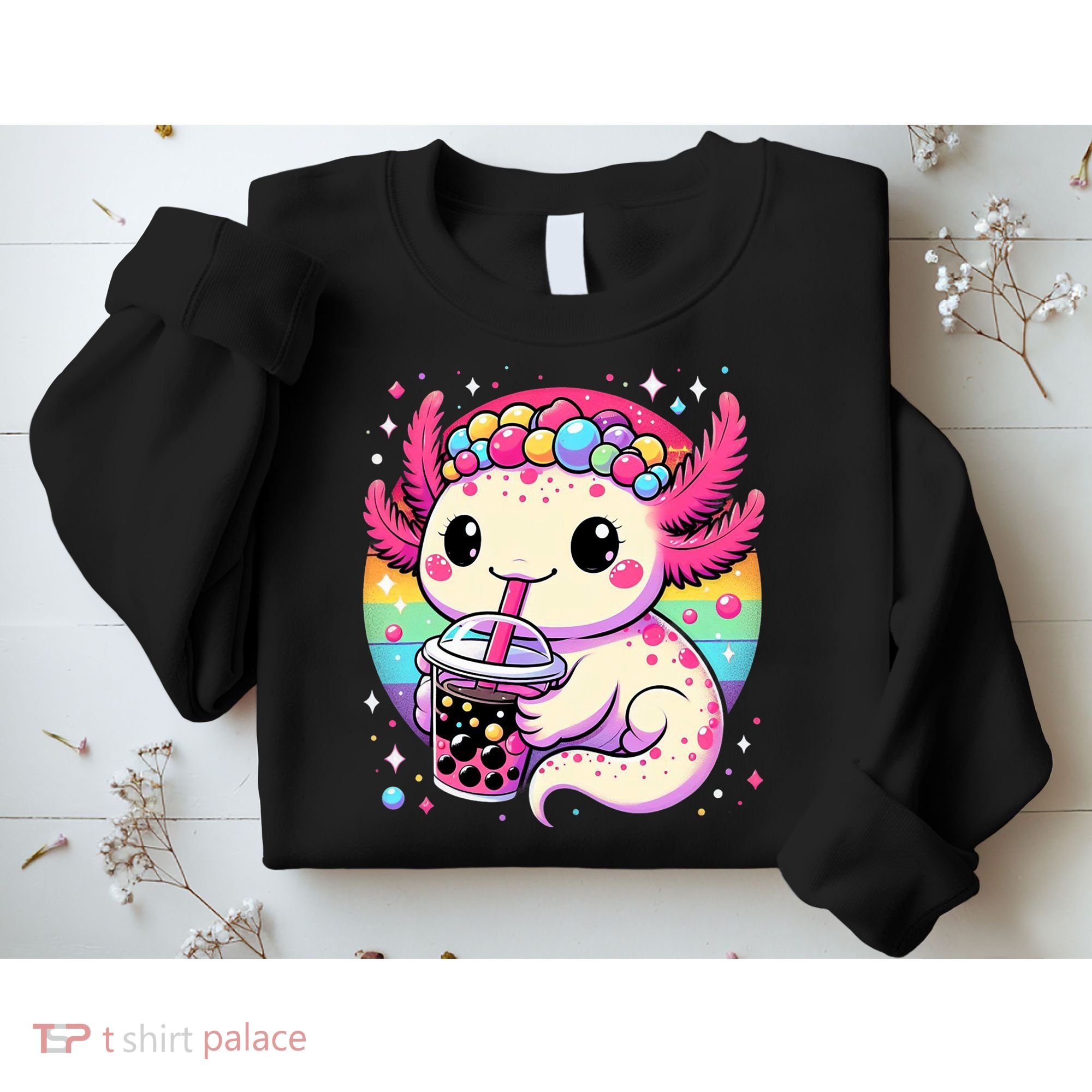 Axolotl Boba Tea Kawaii Neko Japanese Bubble Tea  Sweatshirt