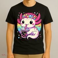 Axolotl Boba Tea Kawaii Neko Japanese Bubble Tea  T-Shirt thumb 3