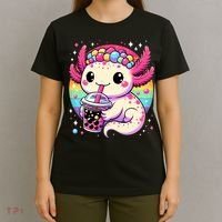 Axolotl Boba Tea Kawaii Neko Japanese Bubble Tea  T-Shirt thumb 4
