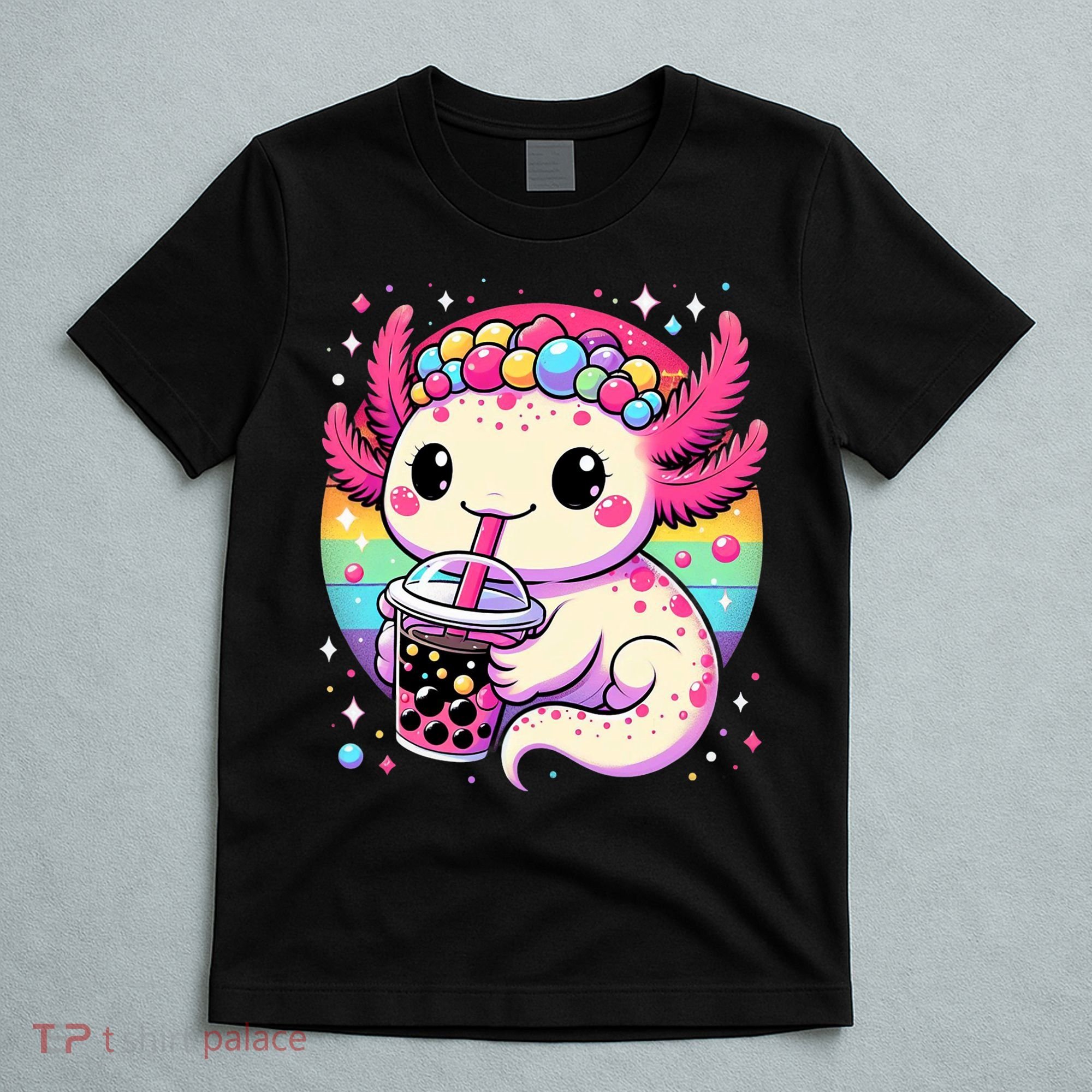 Axolotl Boba Tea Kawaii Neko Japanese Bubble Tea  T-Shirt