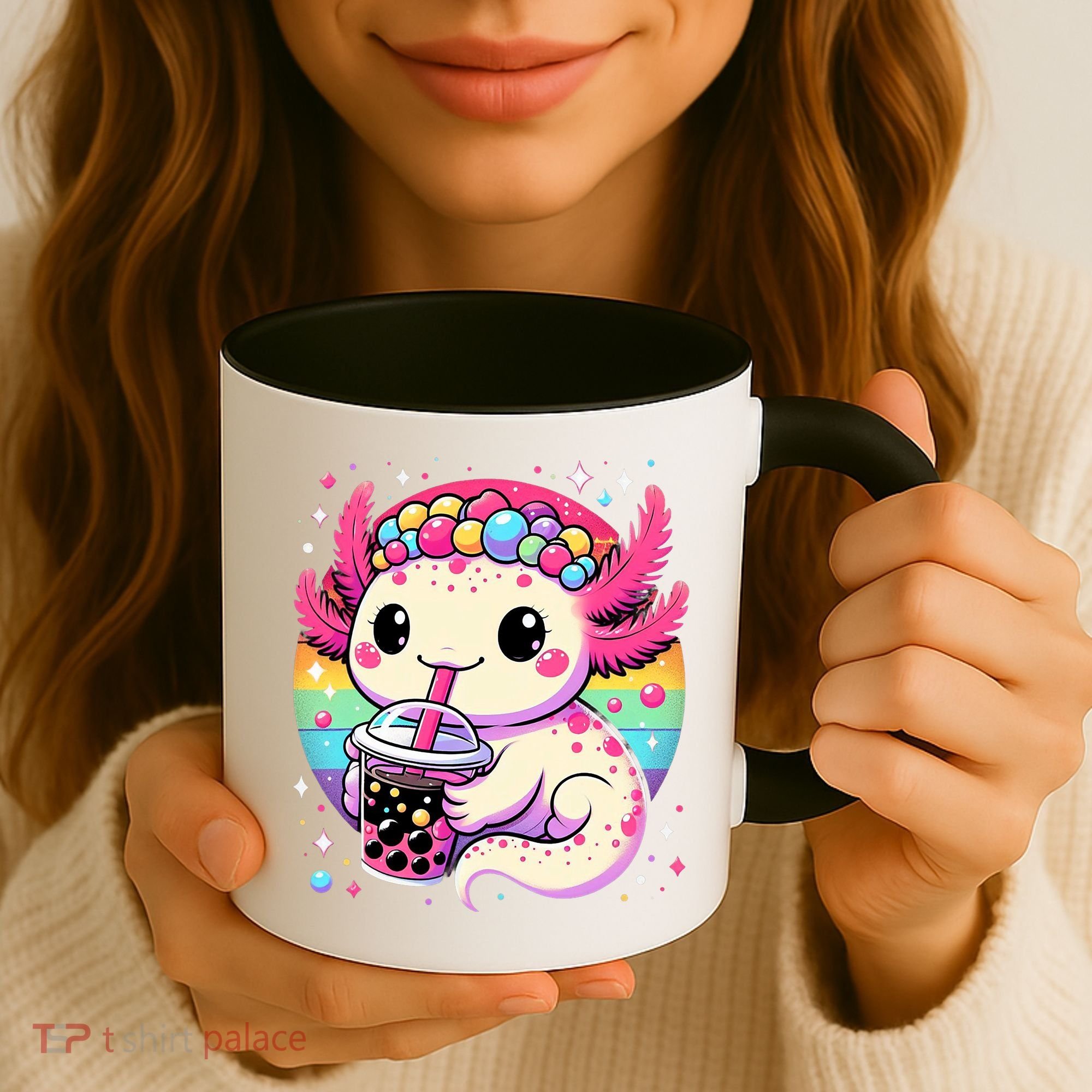 Axolotl Boba Tea Kawaii Neko Japanese Bubble Tea  Coffee Mug
