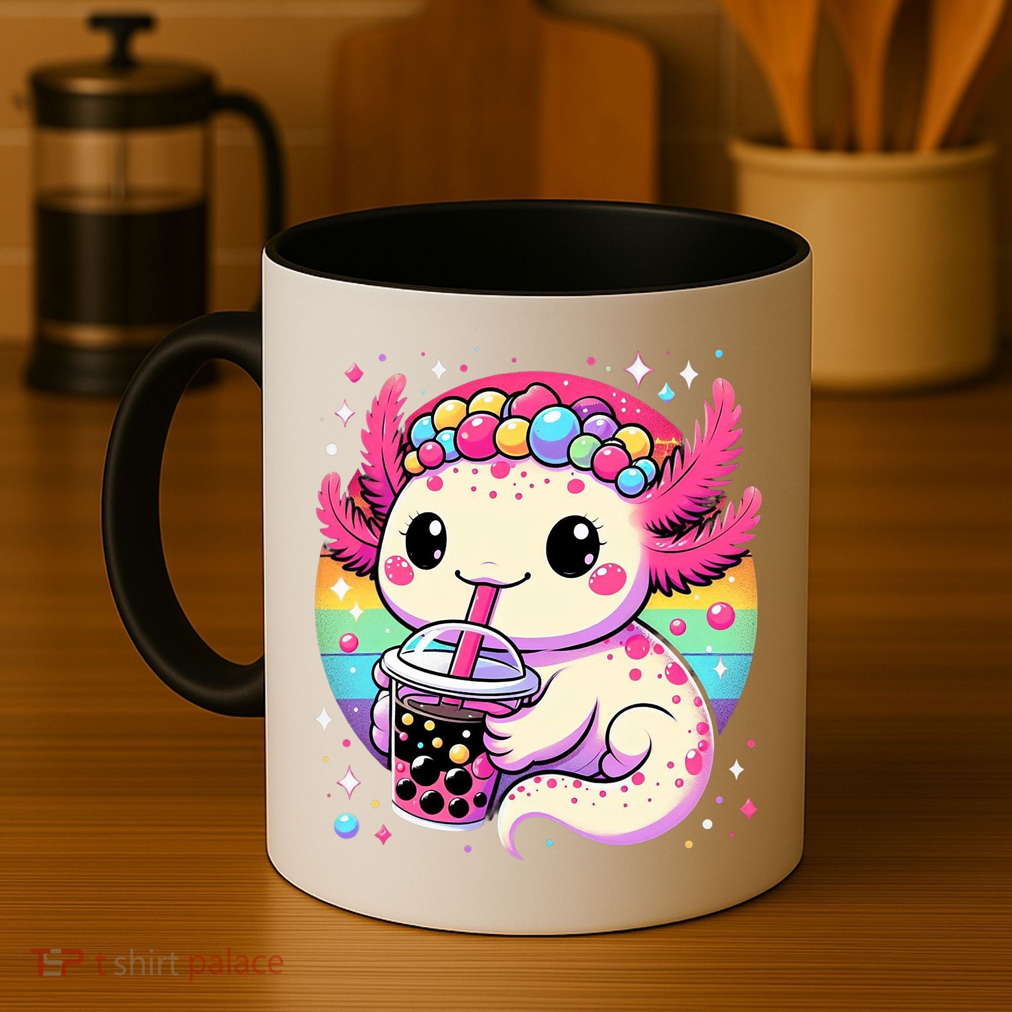 Axolotl Boba Tea Kawaii Neko Japanese Bubble Tea  Coffee Mug