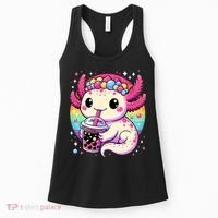 Axolotl Boba Tea Kawaii Neko Japanese Bubble Tea  Women's Tank Top thumb 0