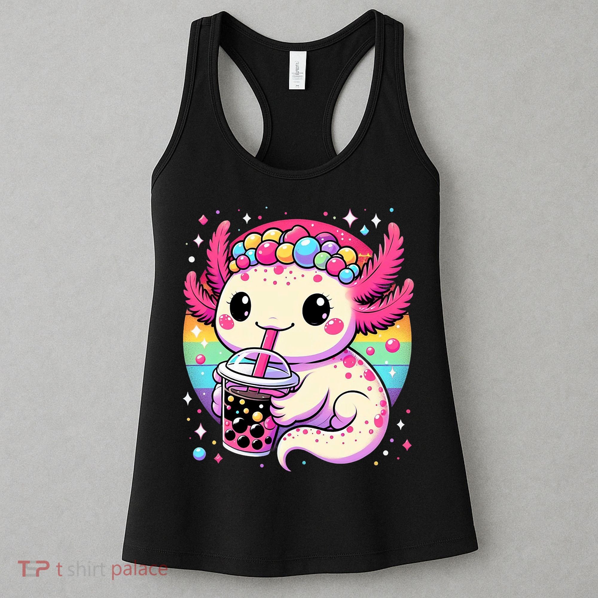 Axolotl Boba Tea Kawaii Neko Japanese Bubble Tea  Women's Tank Top