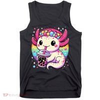 Axolotl Boba Tea Kawaii Neko Japanese Bubble Tea  Tank Top thumb 0