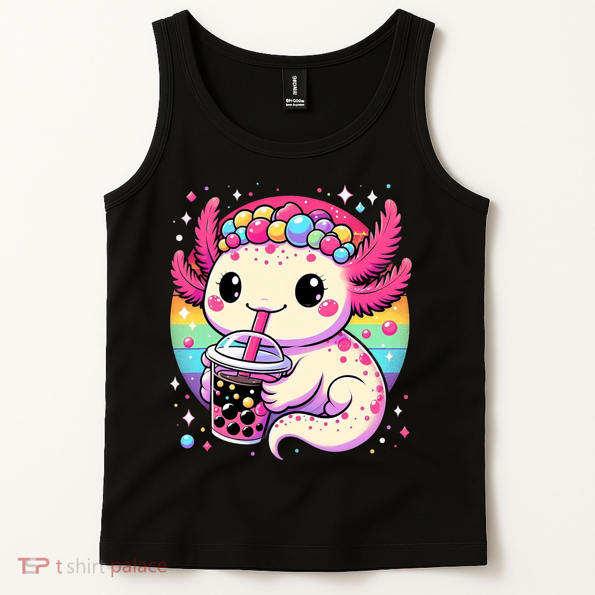 Axolotl Boba Tea Kawaii Neko Japanese Bubble Tea  Tank Top