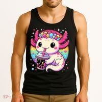 Axolotl Boba Tea Kawaii Neko Japanese Bubble Tea  Tank Top thumb 3