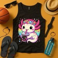 Axolotl Boba Tea Kawaii Neko Japanese Bubble Tea  Tank Top thumb 4