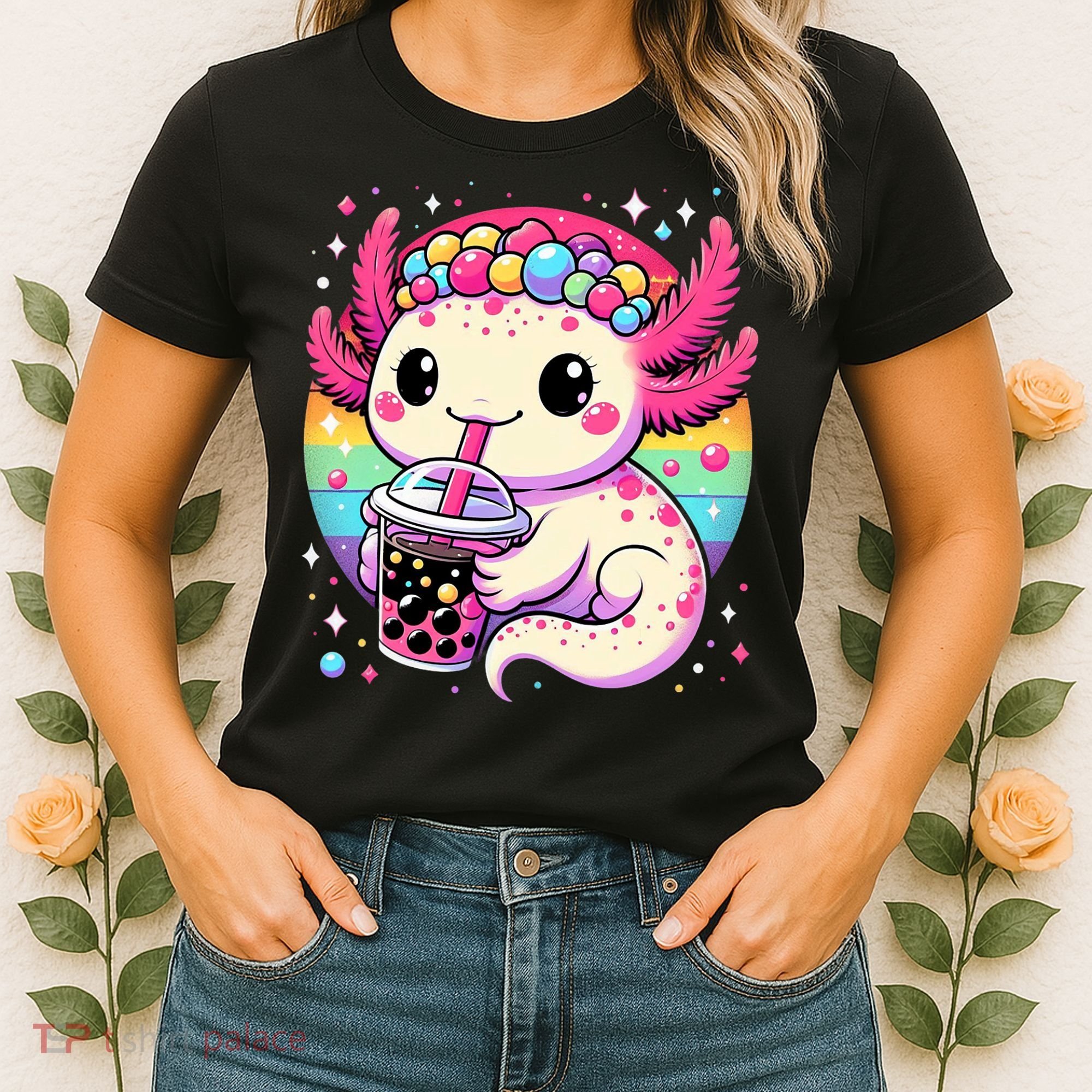 Axolotl Boba Tea Kawaii Neko Japanese Bubble Tea  Women's T-Shirt