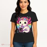 Axolotl Boba Tea Kawaii Neko Japanese Bubble Tea  Women's T-Shirt thumb 4