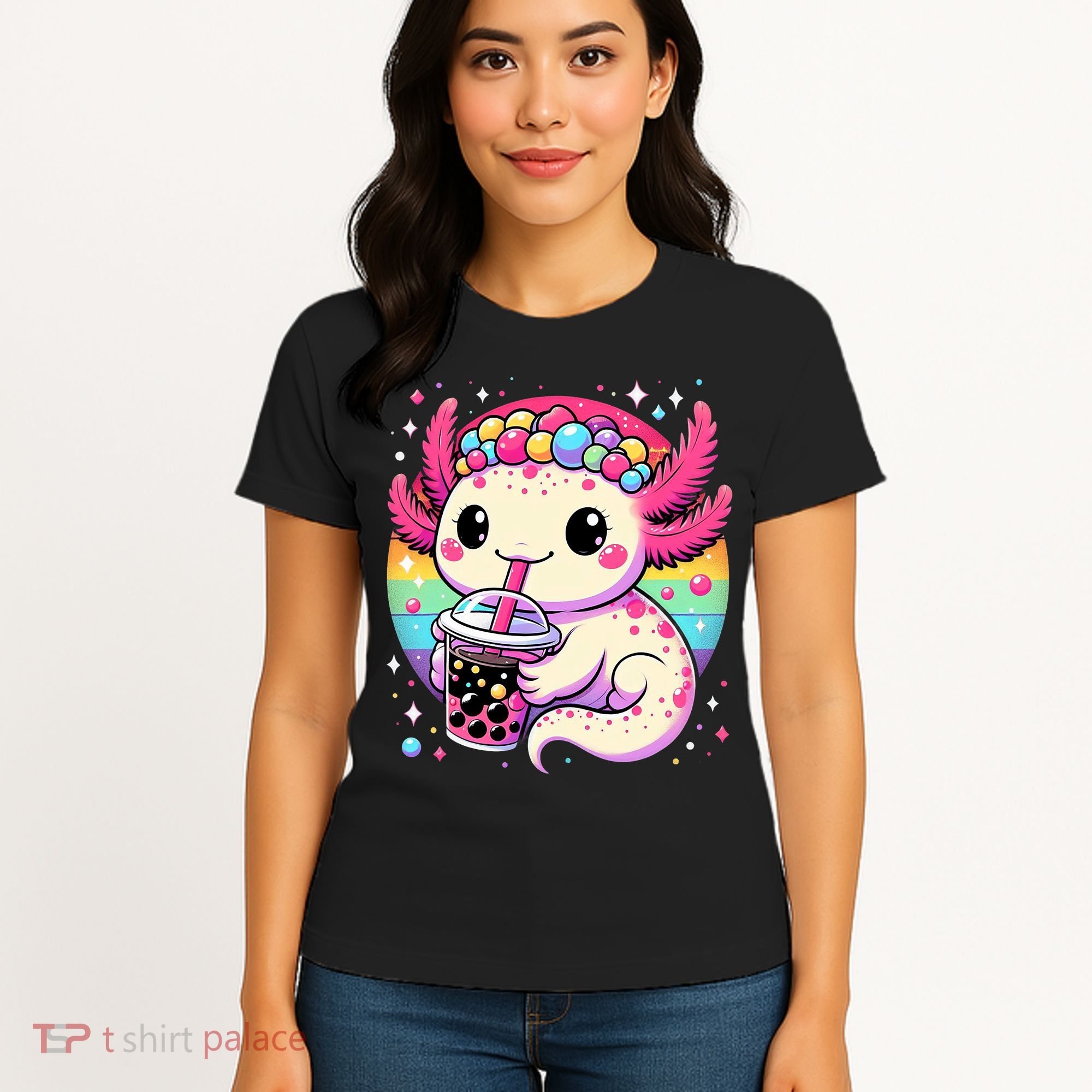 Axolotl Boba Tea Kawaii Neko Japanese Bubble Tea  Women's T-Shirt