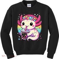 Axolotl Boba Tea Kawaii Neko Japanese Bubble Tea  Kids Sweatshirt thumb 0