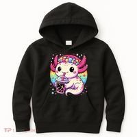 Axolotl Boba Tea Kawaii Neko Japanese Bubble Tea  Kids Hoodie thumb 0