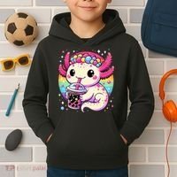 Axolotl Boba Tea Kawaii Neko Japanese Bubble Tea  Kids Hoodie thumb 2