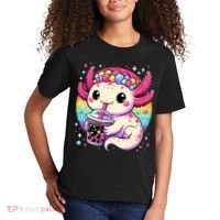 Axolotl Boba Tea Kawaii Neko Japanese Bubble Tea  Kids T-Shirt thumb 2