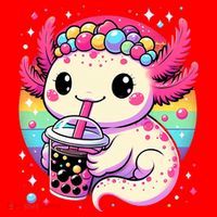 Axolotl Boba Tea Kawaii Neko Japanese Bubble Tea  Santa Hat thumb 1