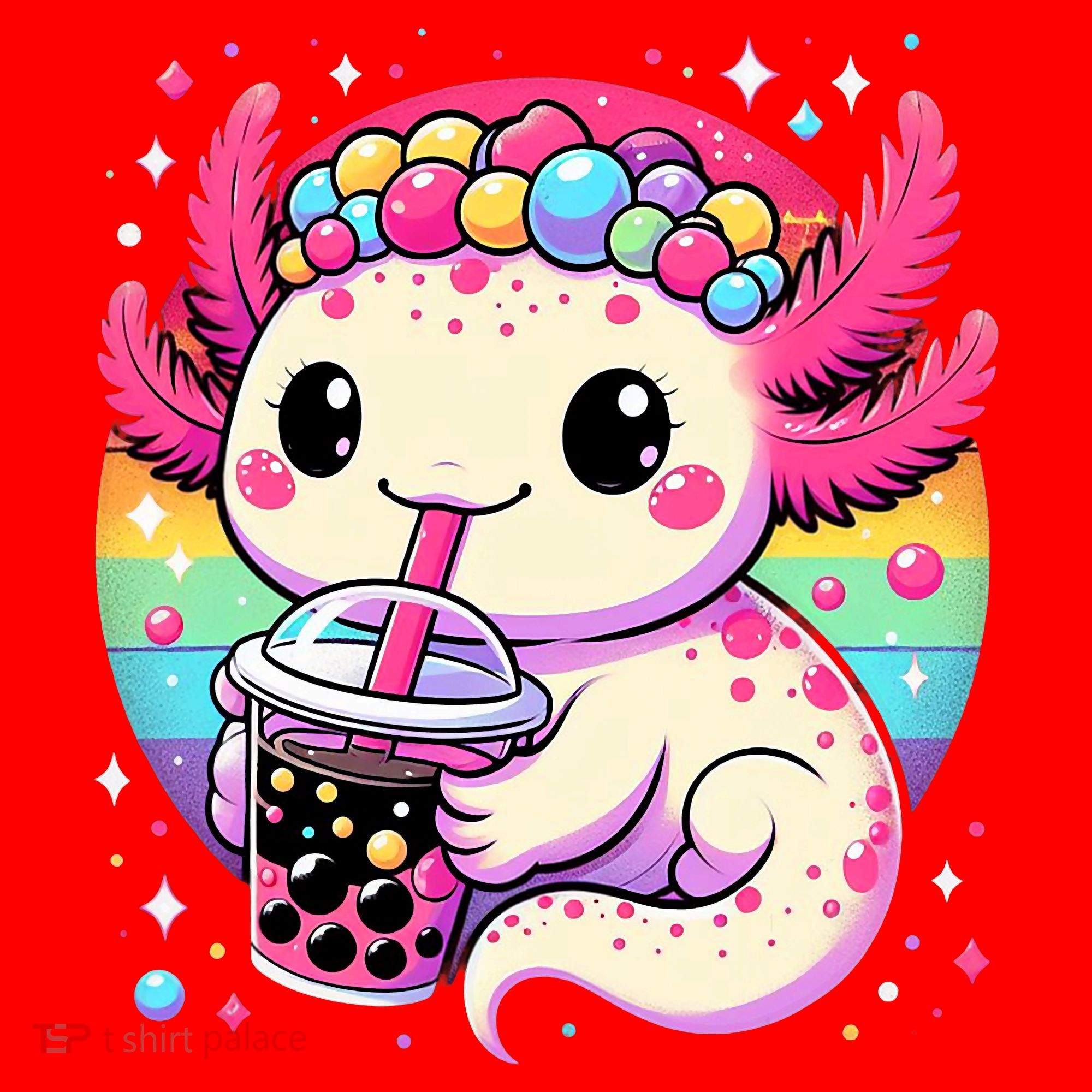 Axolotl Boba Tea Kawaii Neko Japanese Bubble Tea  Santa Hat