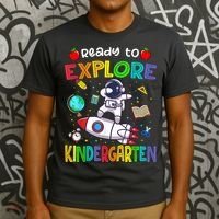 Astronaut Back To School Ready To Explore Kindergarten T-Shirt thumb 3