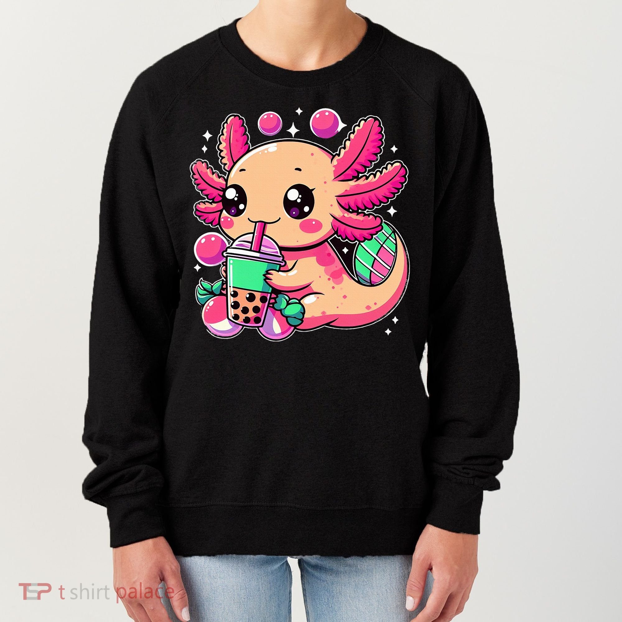Axolotl Boba Tea Kawaii Neko Japanese Bubble Tea Women's Sweatshirt