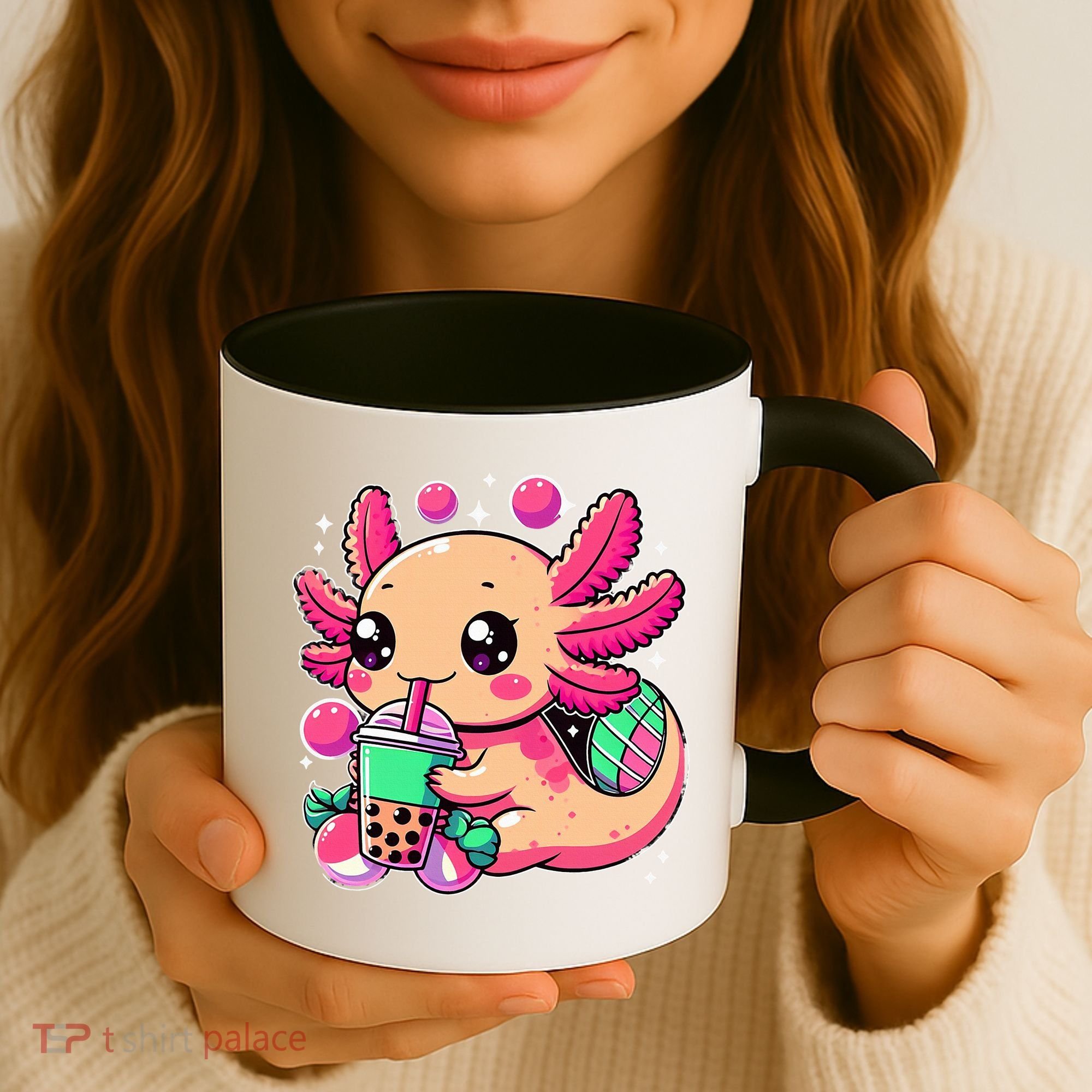 Axolotl Boba Tea Kawaii Neko Japanese Bubble Tea Coffee Mug