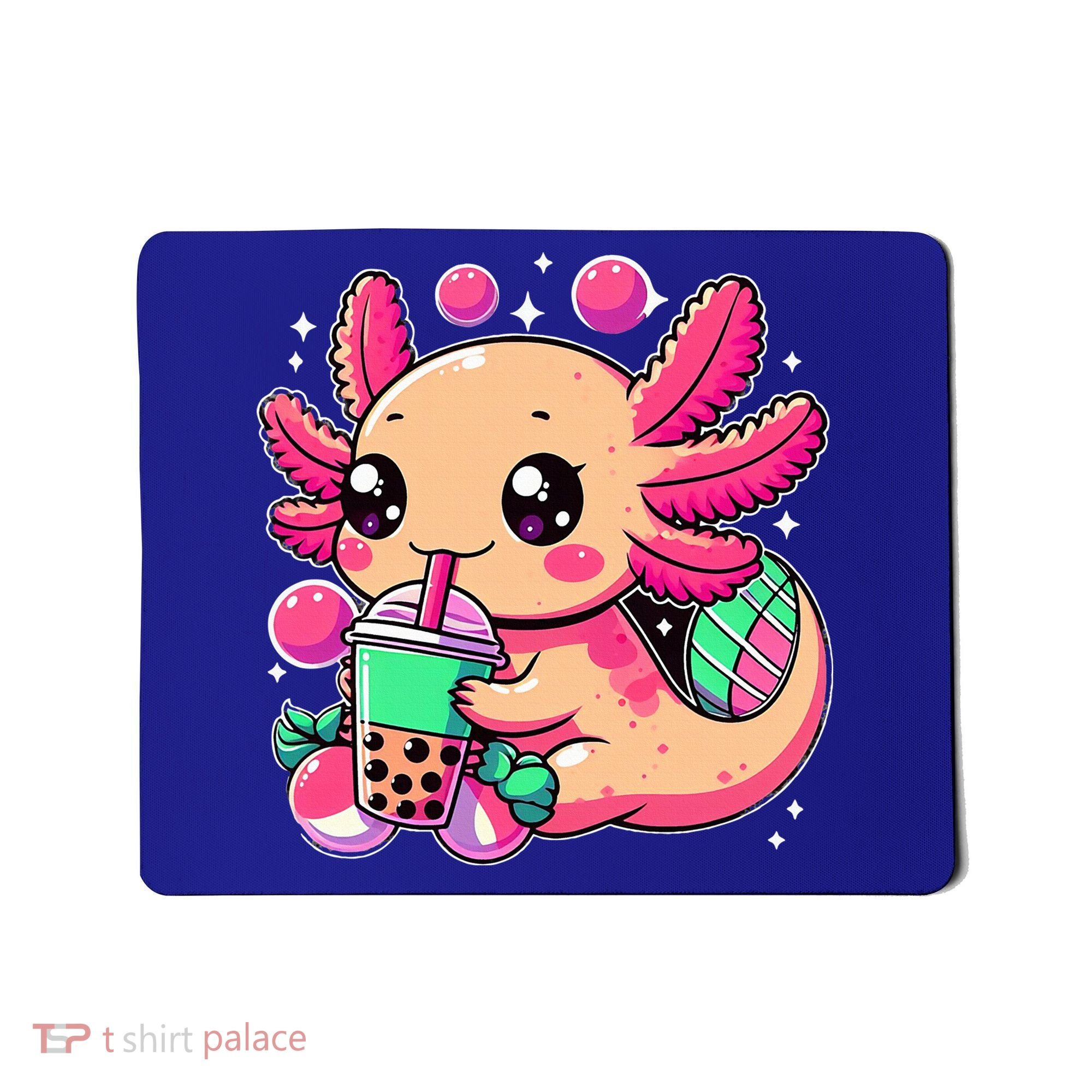Axolotl Boba Tea Kawaii Neko Japanese Bubble Tea Mousepad