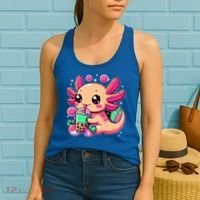 Axolotl Boba Tea Kawaii Neko Japanese Bubble Tea Women's Tank Top thumb 2