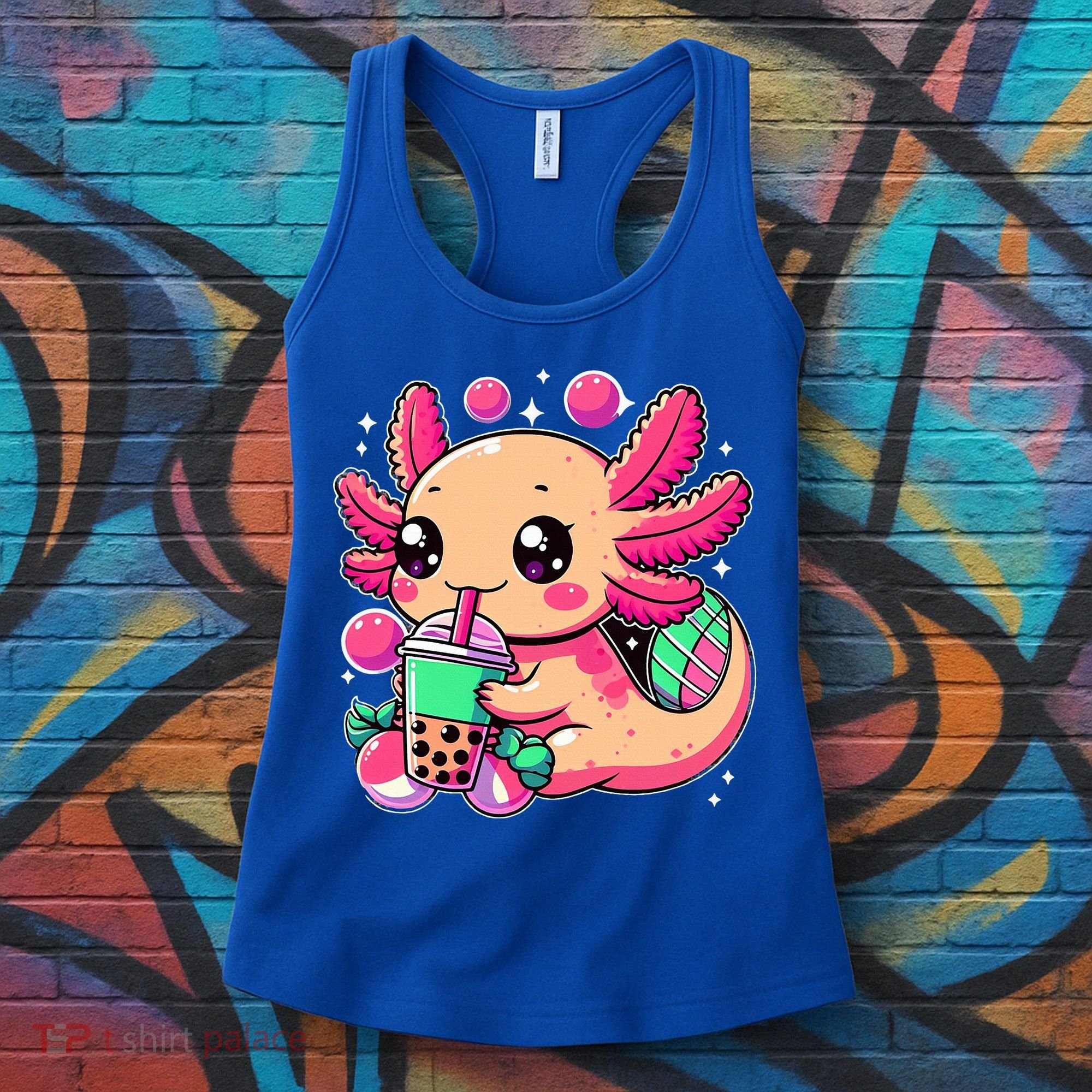 Axolotl Boba Tea Kawaii Neko Japanese Bubble Tea Women's Tank Top