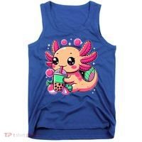 Axolotl Boba Tea Kawaii Neko Japanese Bubble Tea Tank Top thumb 0